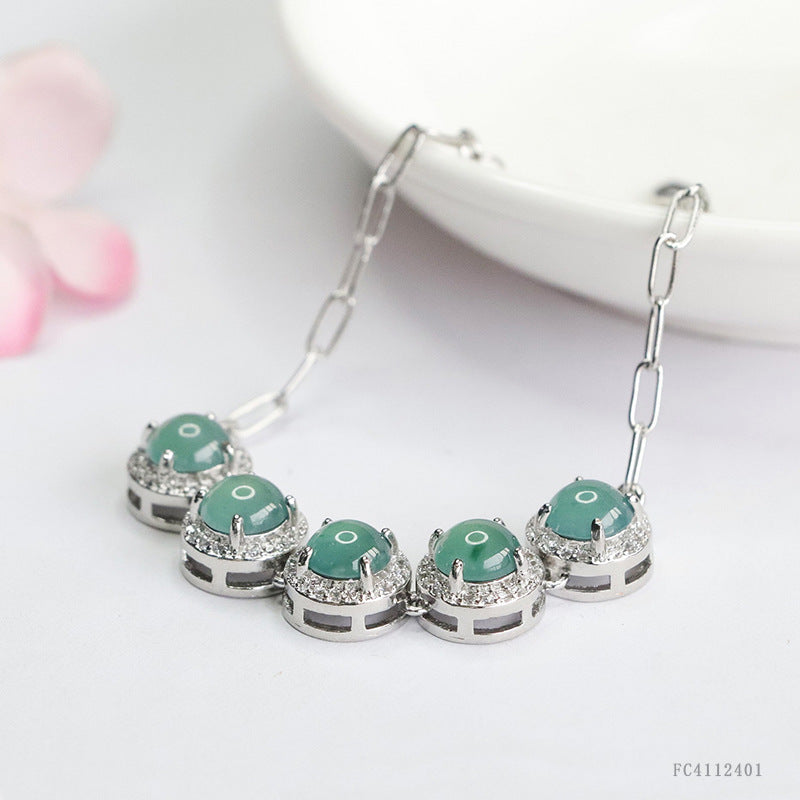 Blue Water Jadeite Five-Stone Bracelet