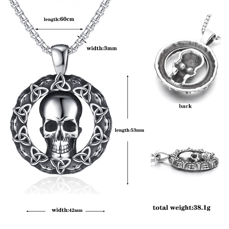Steel Necklace – Vintage Viking Odin Celtic Knot Skull Pendant For Men And Women Stainless Steel Jewelry