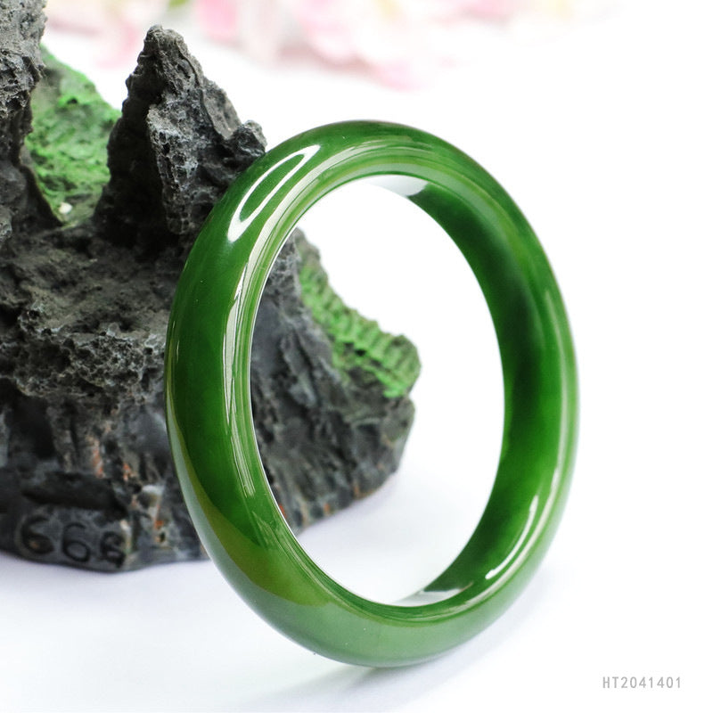 Spinach Green Hetian Jasper Bracelet