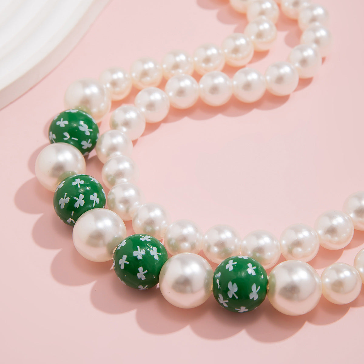 Valentine's Day Love Letter Necklace with Pearl Beads and Colorful Elements