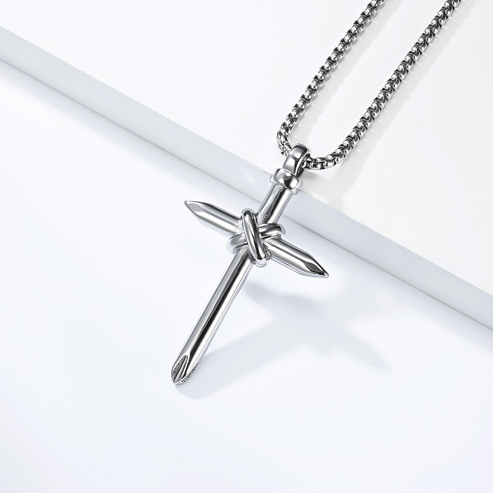 Planderful Everyday Genie Self Defense Necklace Cross Pendant Titanium Steel Unisex Glass Breaker