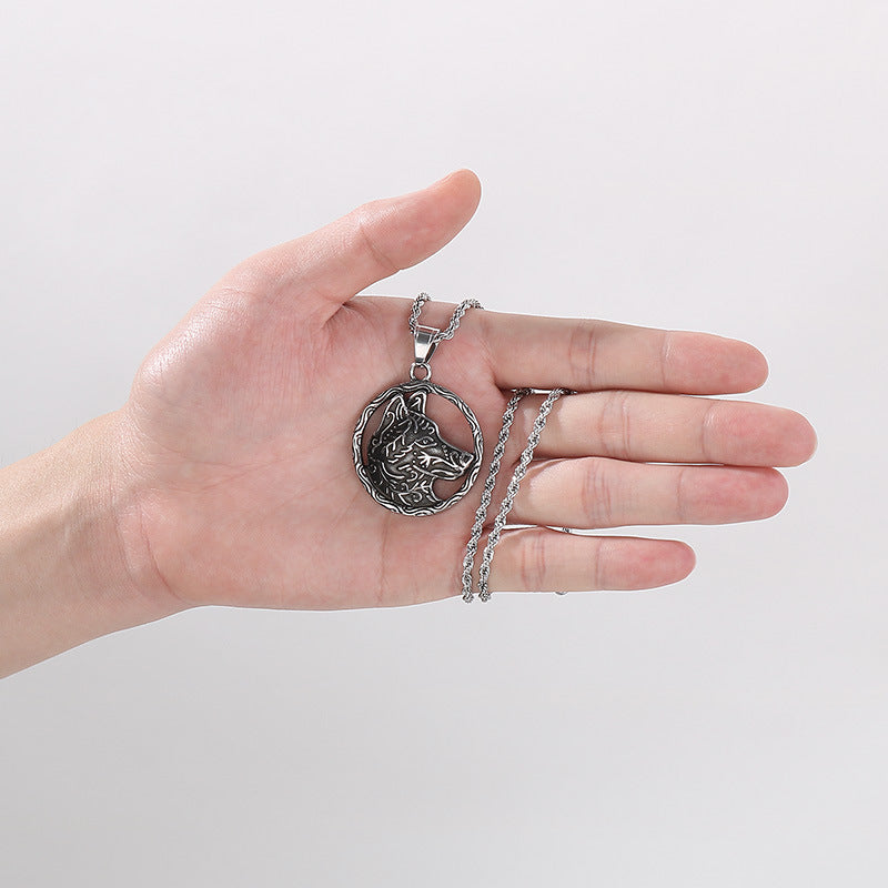 Planderful Double Sided Viking Wolf Pendant Men Personalize
