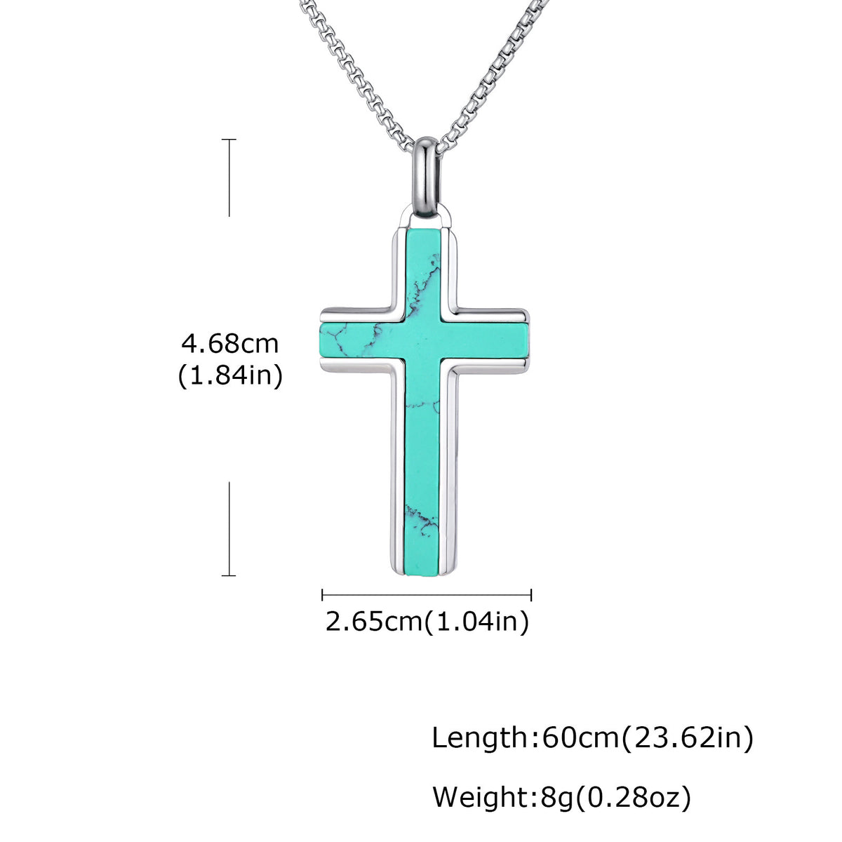 Cross Tiger Turquoise Stainless Steel Necklace for Men