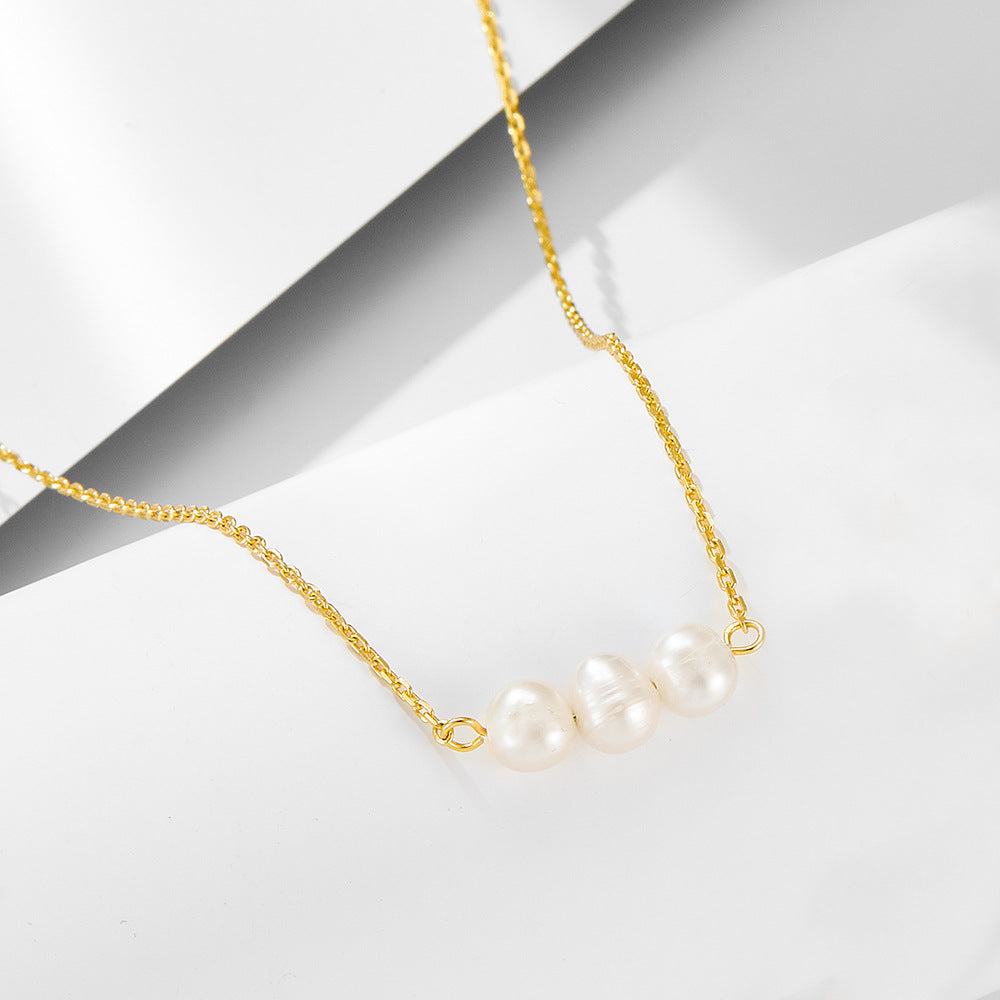 Natural Freshwater Pearl Necklace 925 Sterling Silver Sense