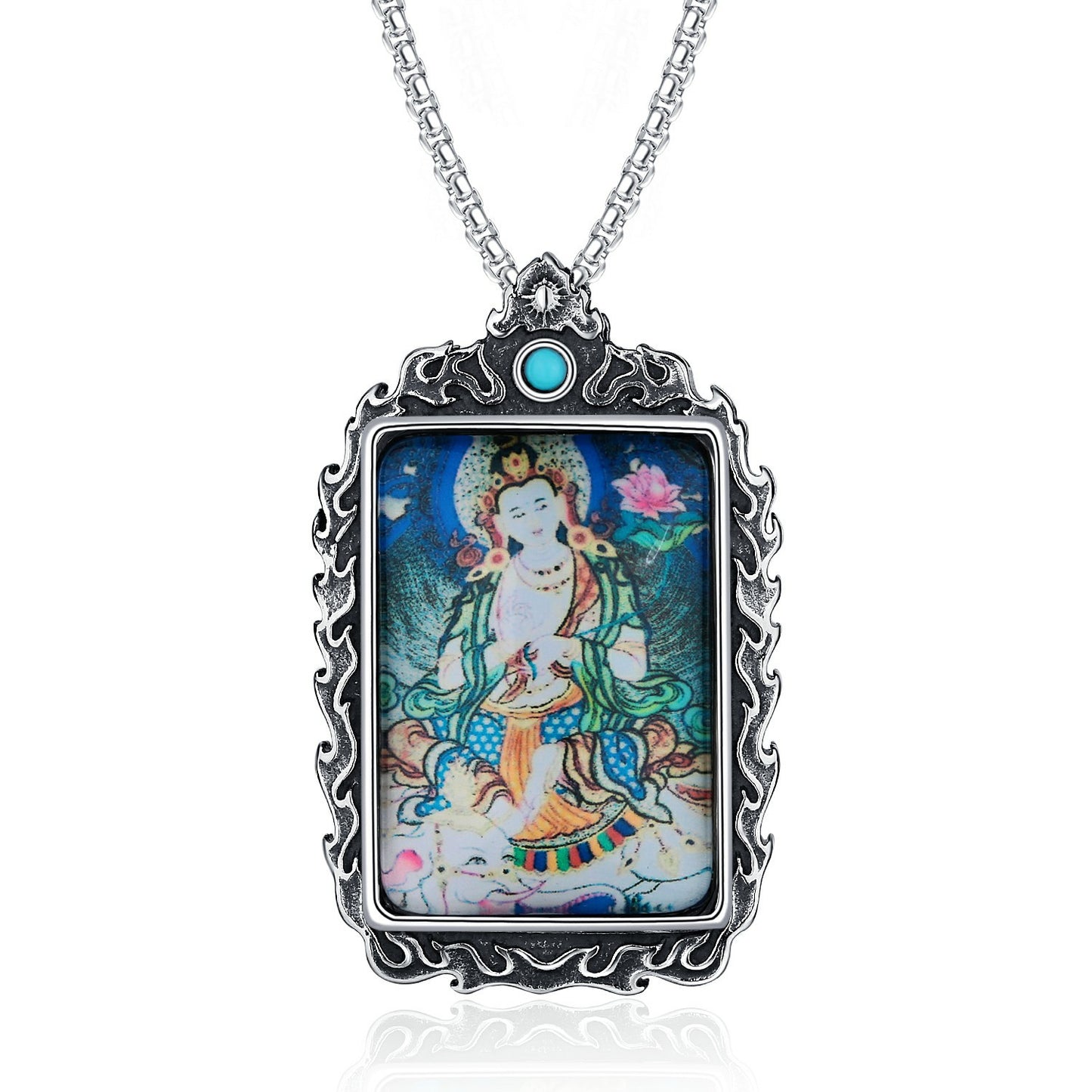 Steel Necklace – Elegant Thangka Zodiac Guardian Amulet