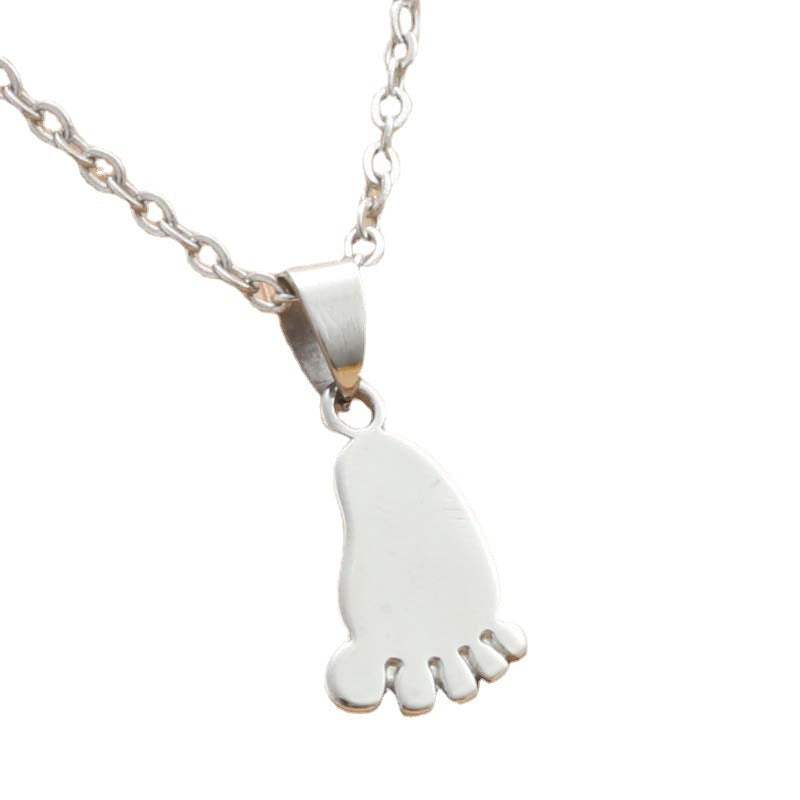 Customizable Titanium Steel Foot Pendant - Retro Punk Necklace for Men and Women
