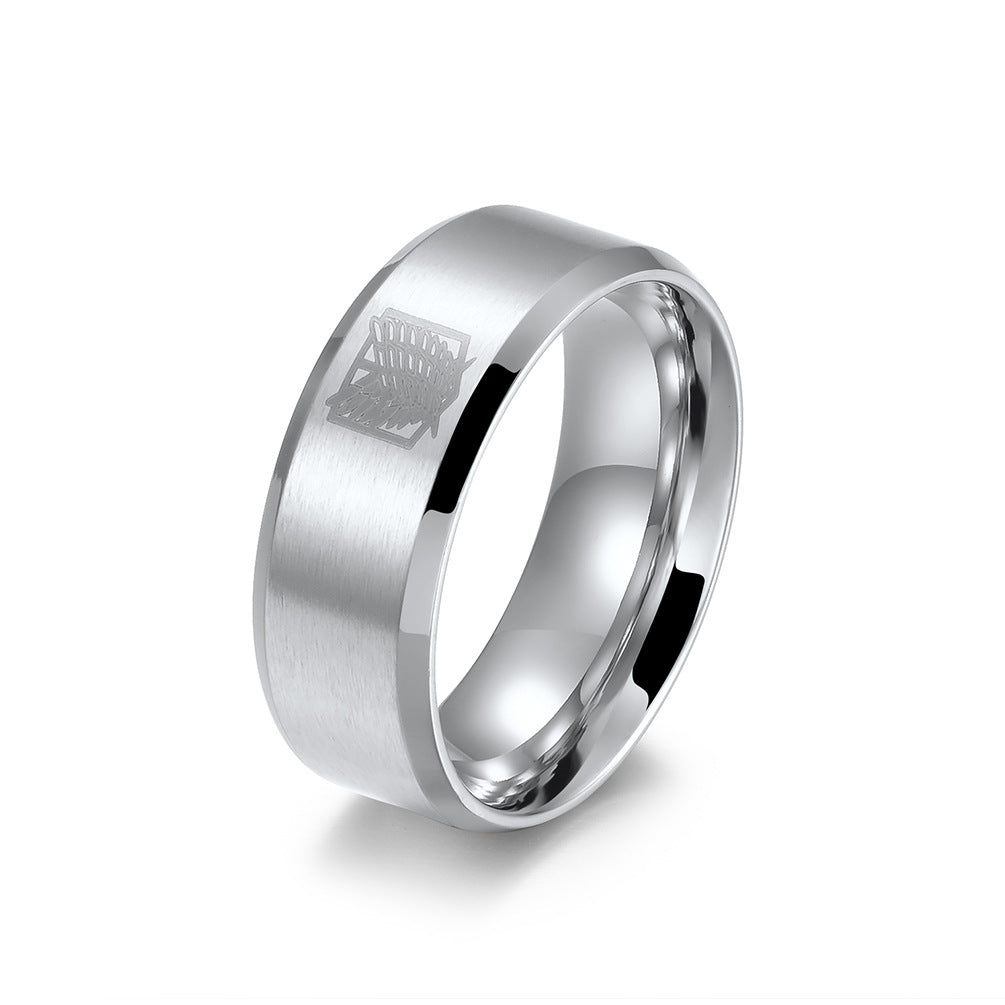 Attack on the Giant Freedom Wings Titanium Steel Ring for Men
