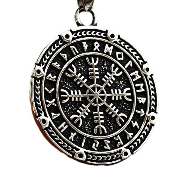Viking-Inspired Nordic Stainless Steel Compass Pendant for Men - Wholesale Titanium Jewelry