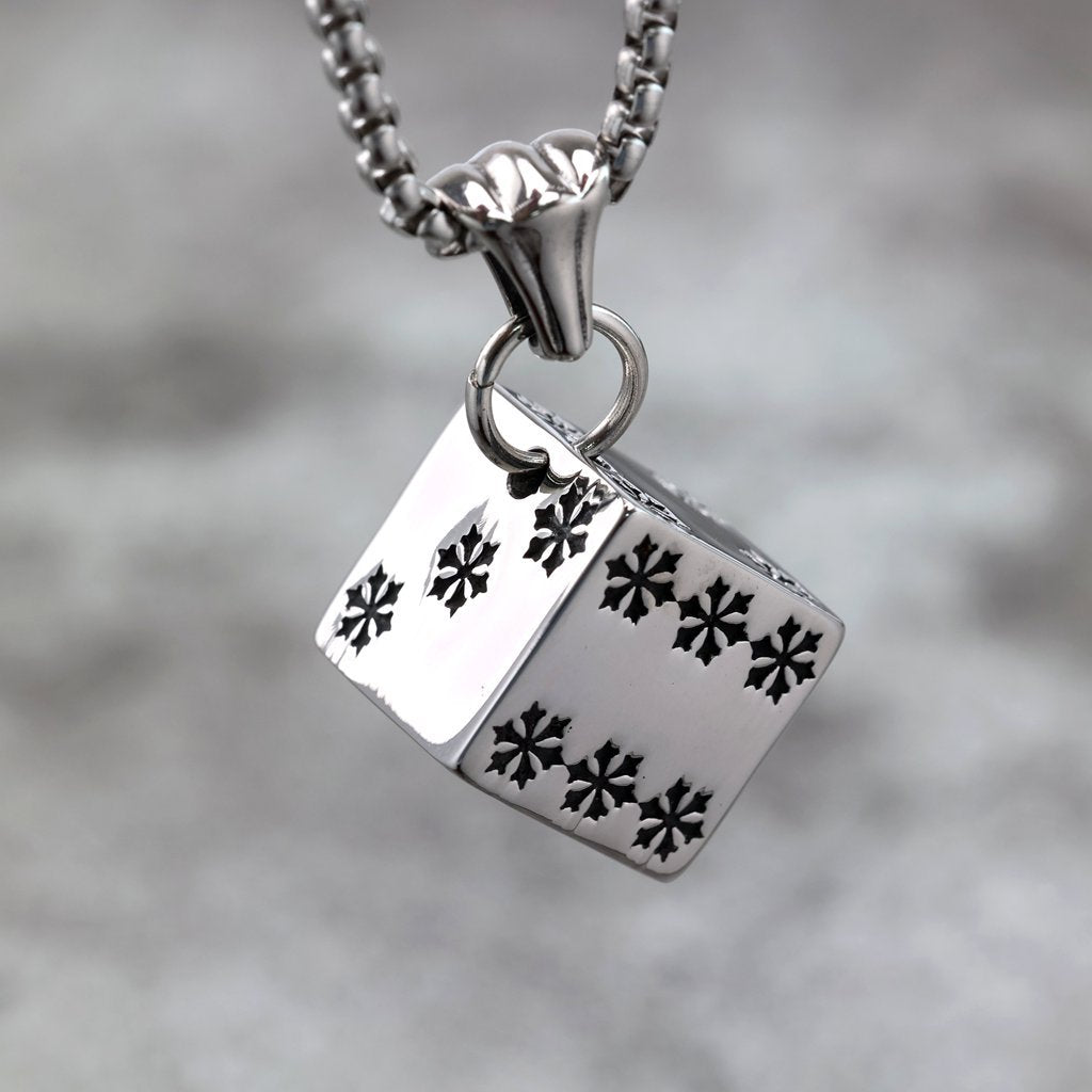 Planderful Skull Dice Pendant Durable Stainless Steel Unisex Gothic Punk Jewelry For Men And Women