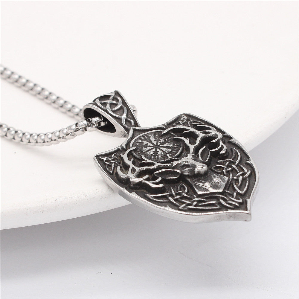 Elk Pendant Titanium Steel For Unisex Style Bold Retro Statement Planderful Everyday Genie
