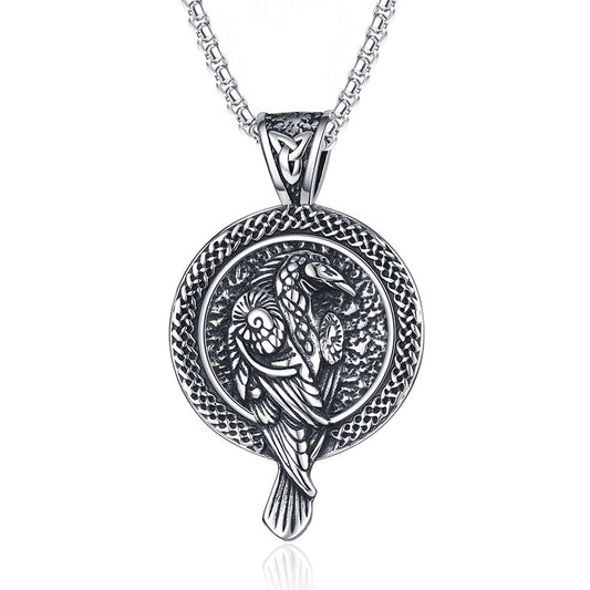 Steel Necklace - Elegant Nordic Talisman Viking Crow Celtic Crow Design For Men Gift For Him
