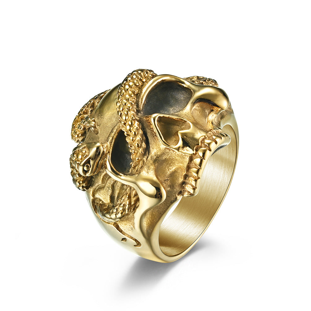European and American Hiphop Viper Skull Ring for Men