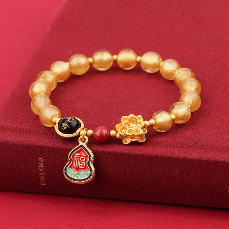 Pearl Lotus Blessing Sterling Silver Glass Beaded Bracelet