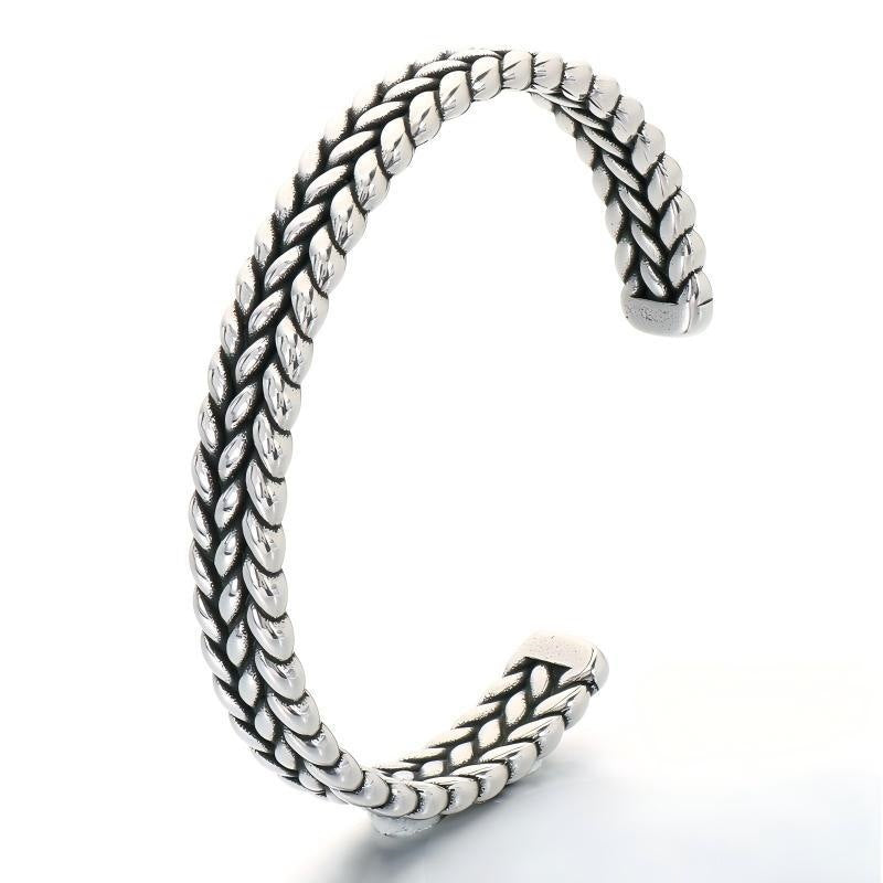 Fish Bone Segmented Texture C-Shaped Bracelet Niche Crescent Scale Serrated Stainless
