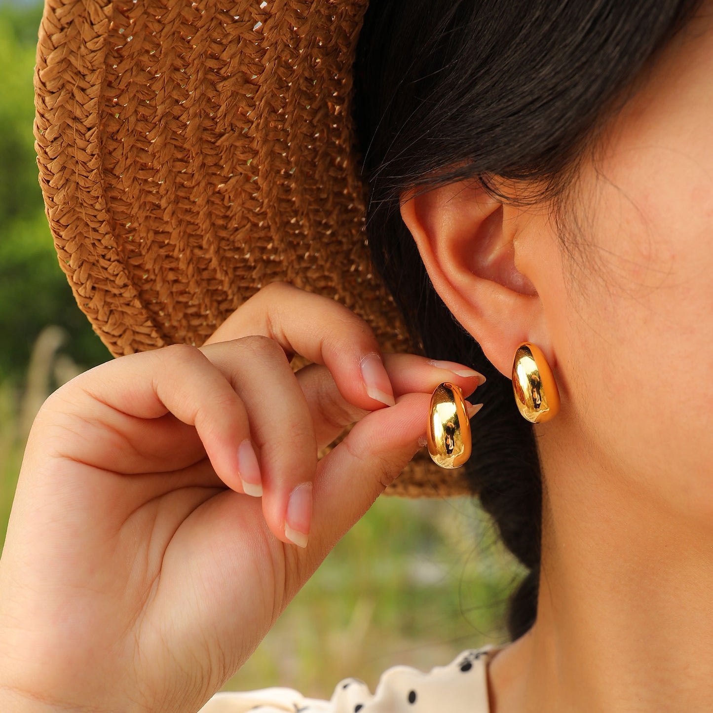 Jewelry Semicircular Glossy Stainless Steel Curved Earrings