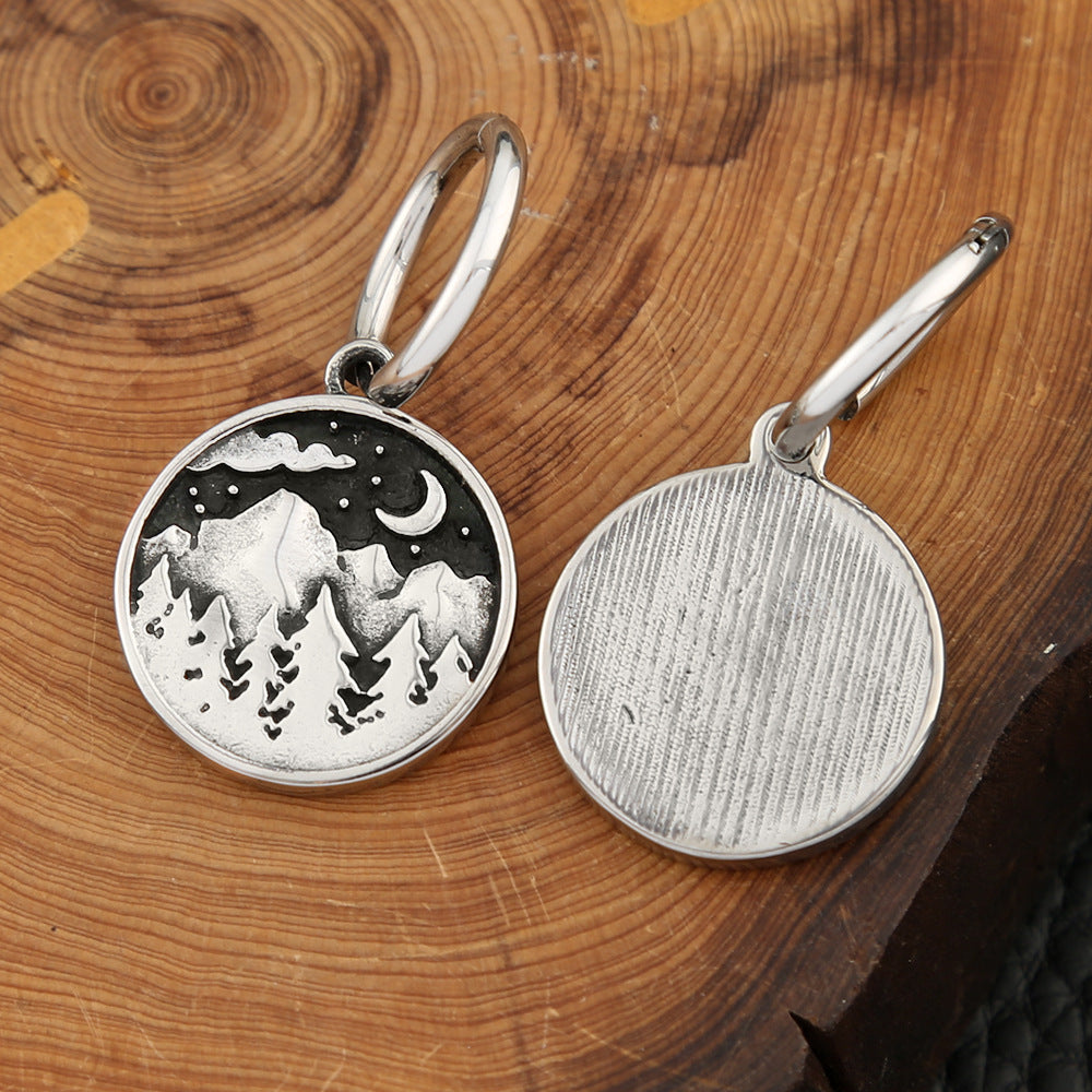 AliExpress Wish Explosion Titanium Steel Mountain Pendant Earrings