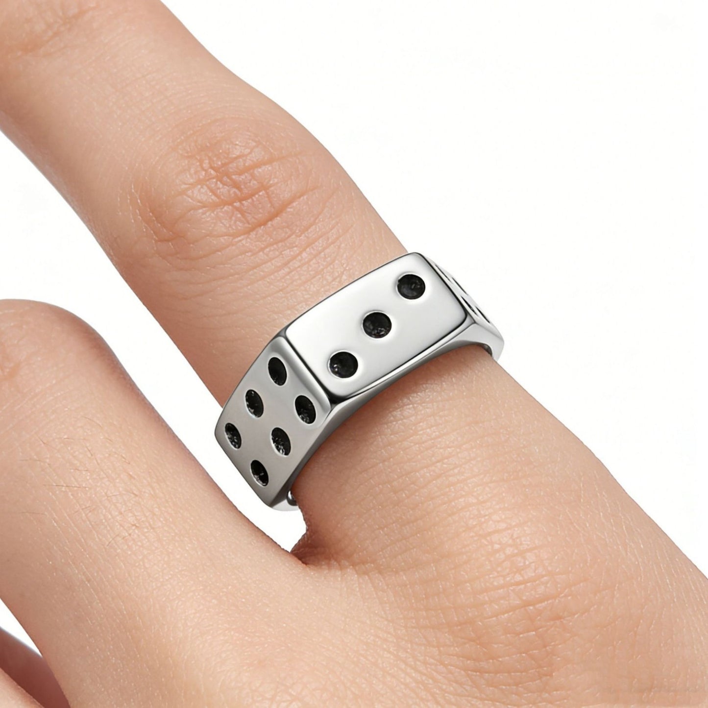 Planderful Titanium Steel Ring Hexagonal Dice Design for Men and Women Personalized Protection Statement