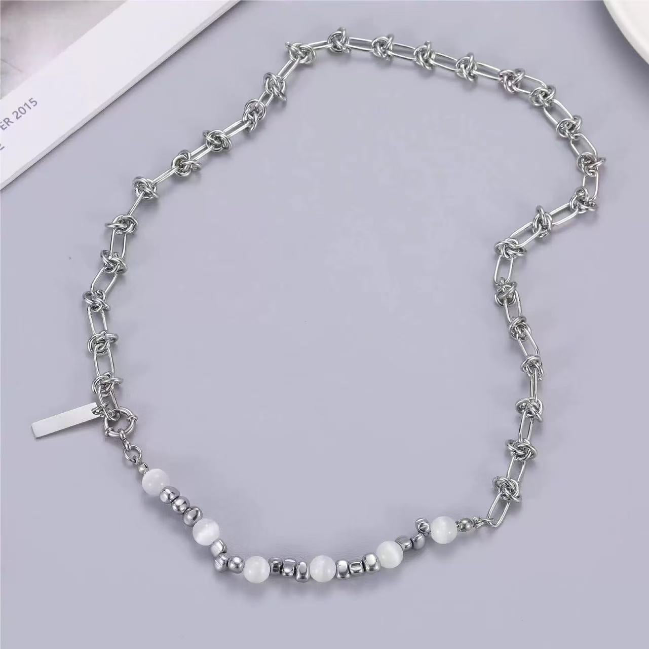 Planderful Jewelry Opal Necklace in Titanium Steel Thorn Knot Design for Men and Women Elegant