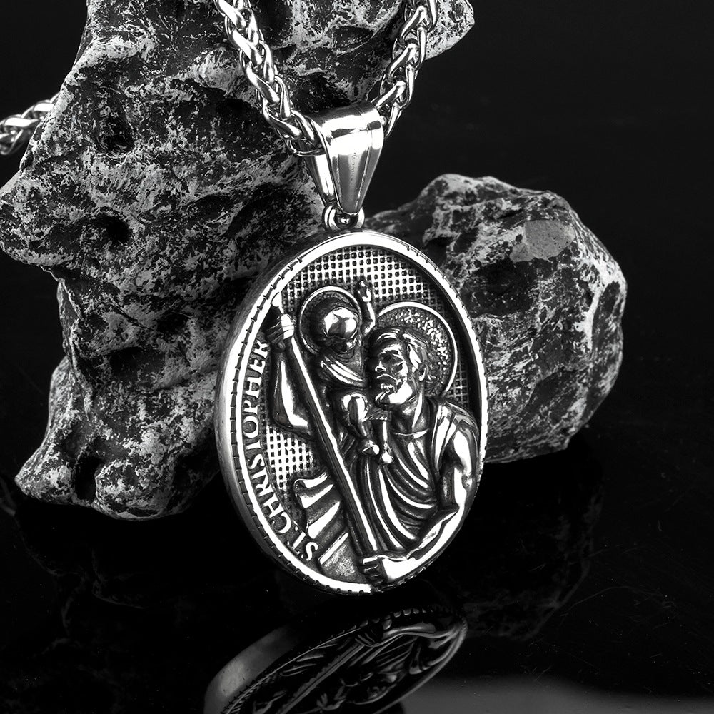 European And American Retro Men's Jewelry Greek Portrait Necklace