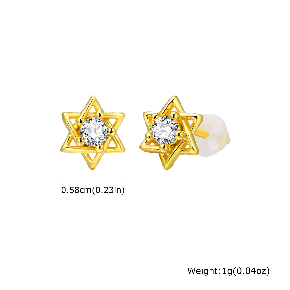 Crystal Star Stud Earrings — Gold Pair