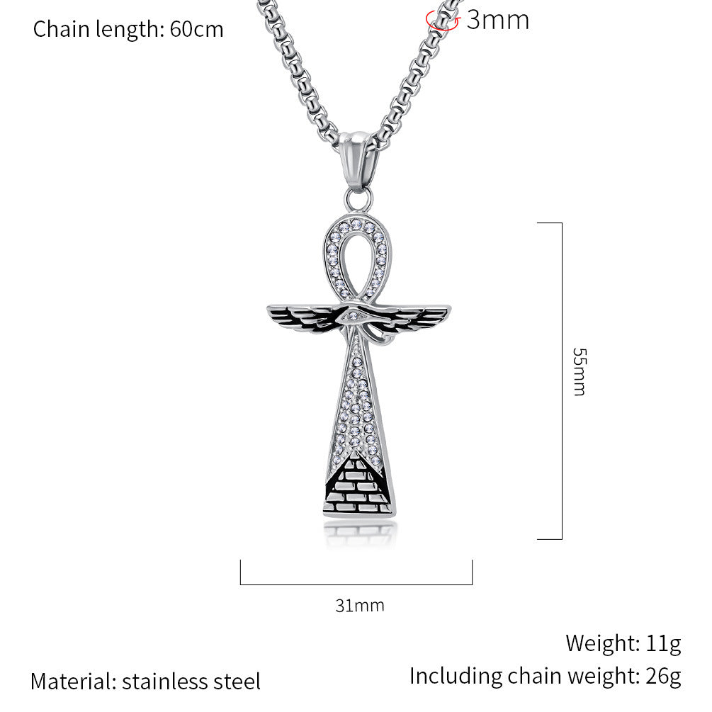 Planderful Anka Cross Titanium Necklace For Men Bold Hipster Style Durable Steel Pendant