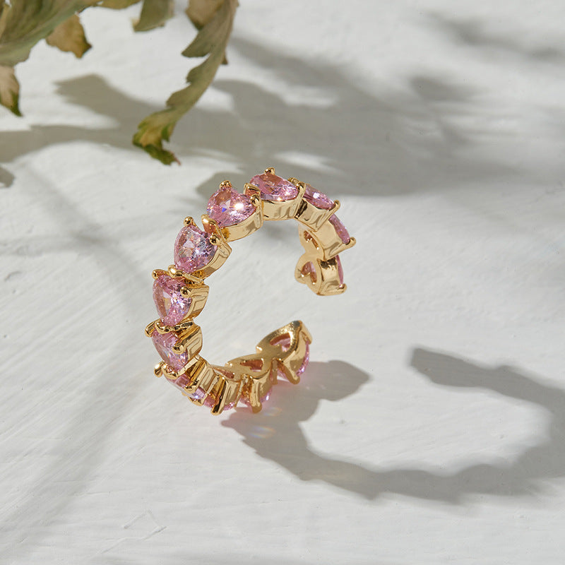 14k Gold Plated Pink Zircon Heart Ring - Elegant Vienna Verve Collection Gemstone Jewelry