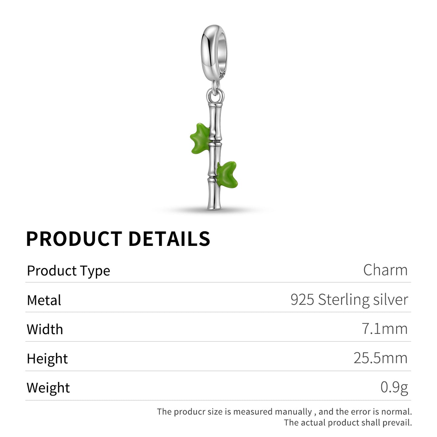 Planderful Sterling Silver Bamboo Pendant With Green Enamel