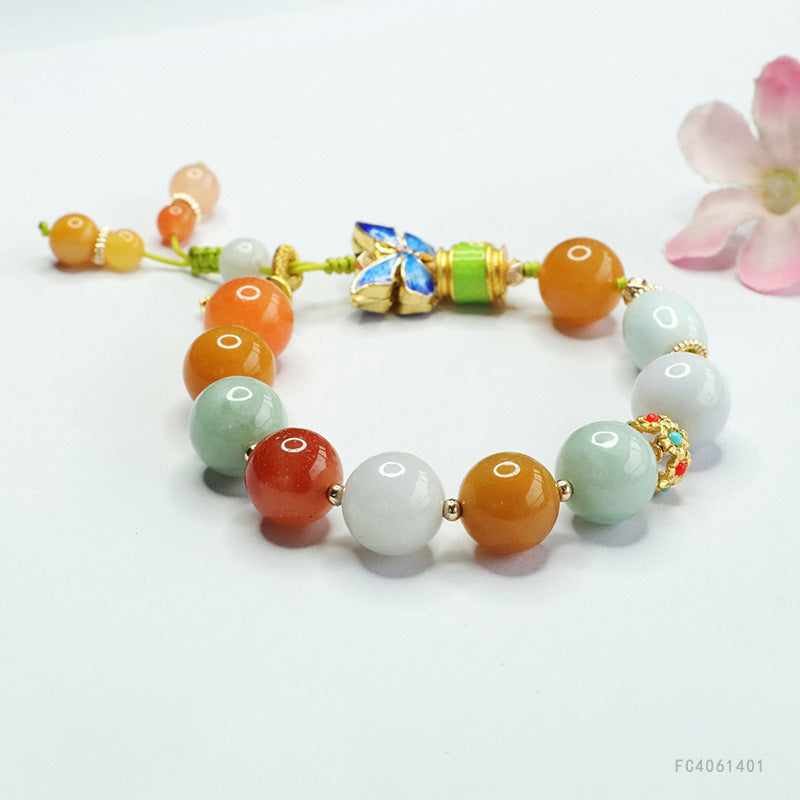 Jadeite Bow Beaded Bracelet