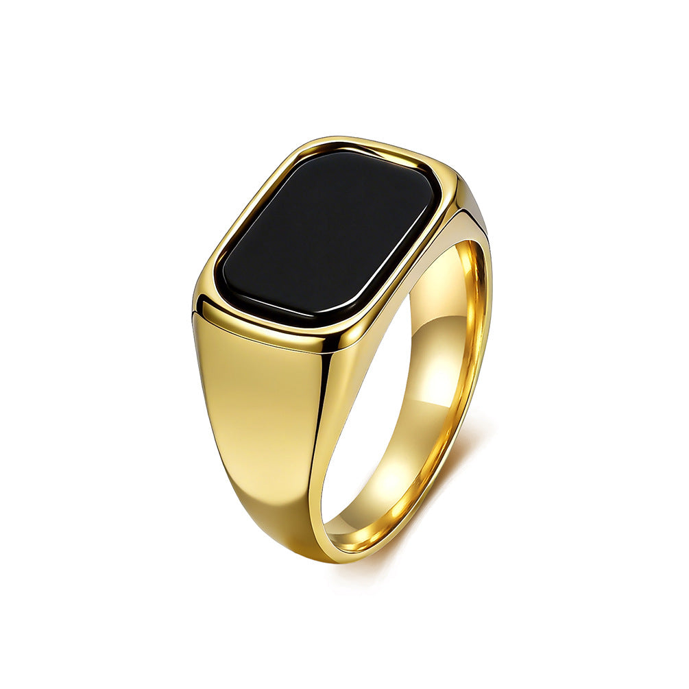 Black Titanium Steel Ring For Men Unisex Fade Resistant Durable Bold Statement By Planderful Collection