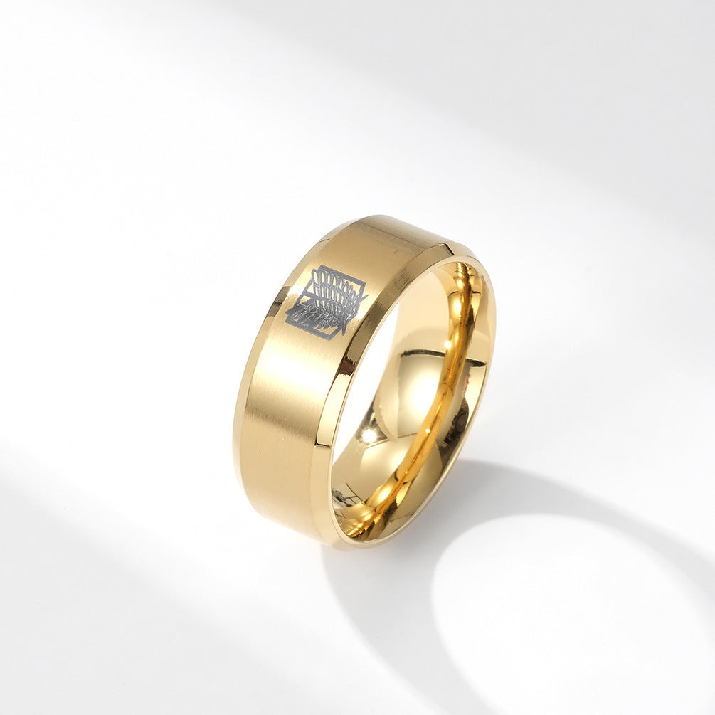 Attack on the Giant Freedom Wings Titanium Steel Ring for Men