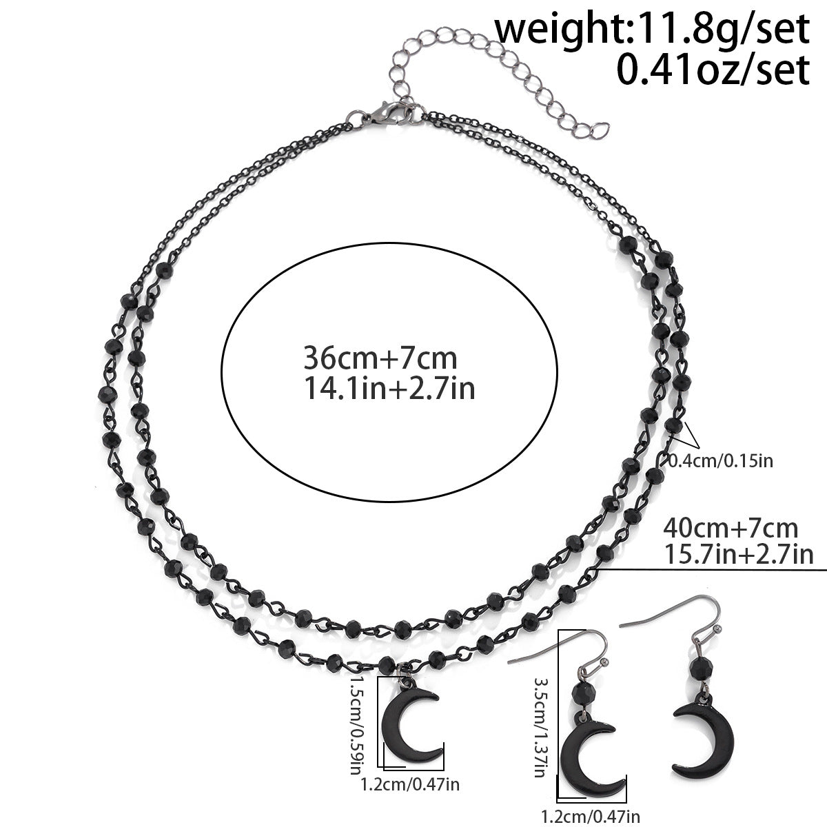 Gothic Crystal Crescent Layered Necklace