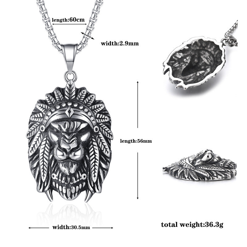 Steel Necklace – Statement Hip-Hop Lion Head Pendant
