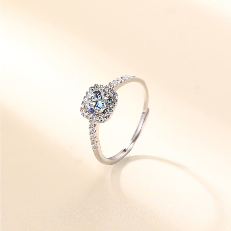 Vintage D-Color S925 Sterling Silver Ring