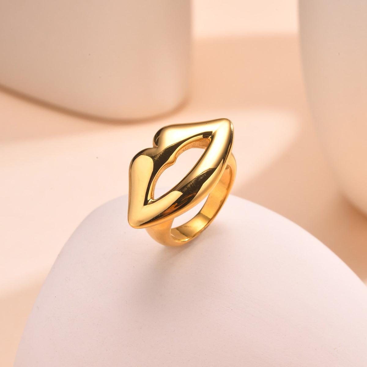 Stainless Steel Lip Ring Gold Ladies