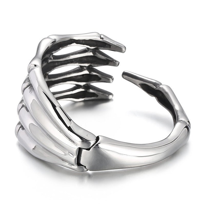 Dark Palm – & Old Titanium Steel Men's Skull Five-Claw Finger Bracelet