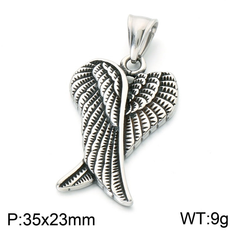 Retro Style Feather Wings Pendant Indian Style Eagle Claw Feather Angel Wings Stainless Necklace