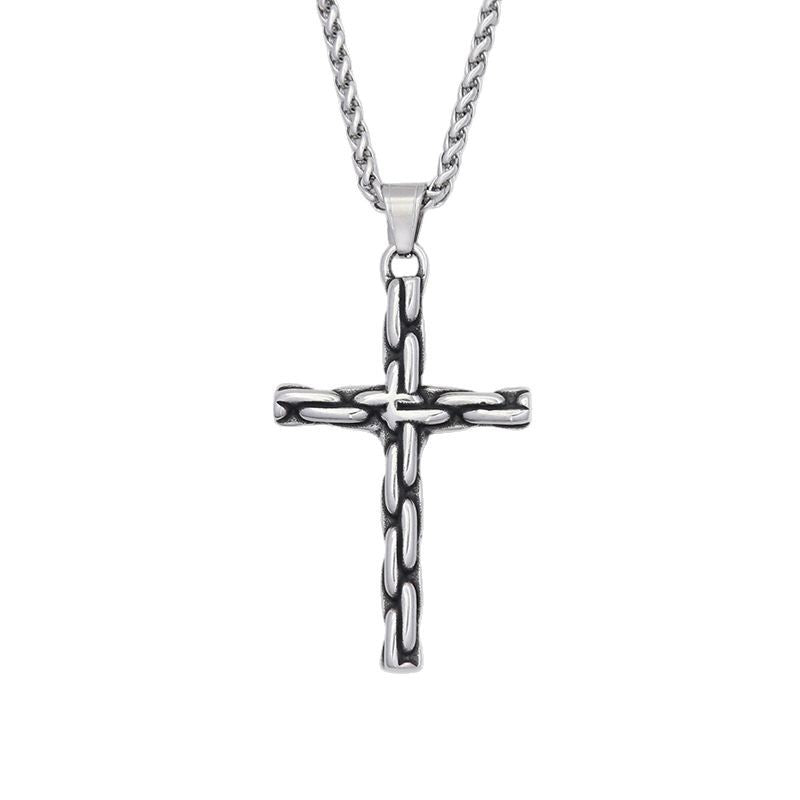 Punk Cross Snake Stainless Steel Men's Pendant Necklace