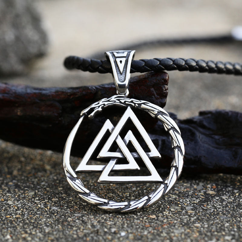 Nordic-Inspired Titanium Steel Viking Pendant for Men - Retro Ouroboros Design