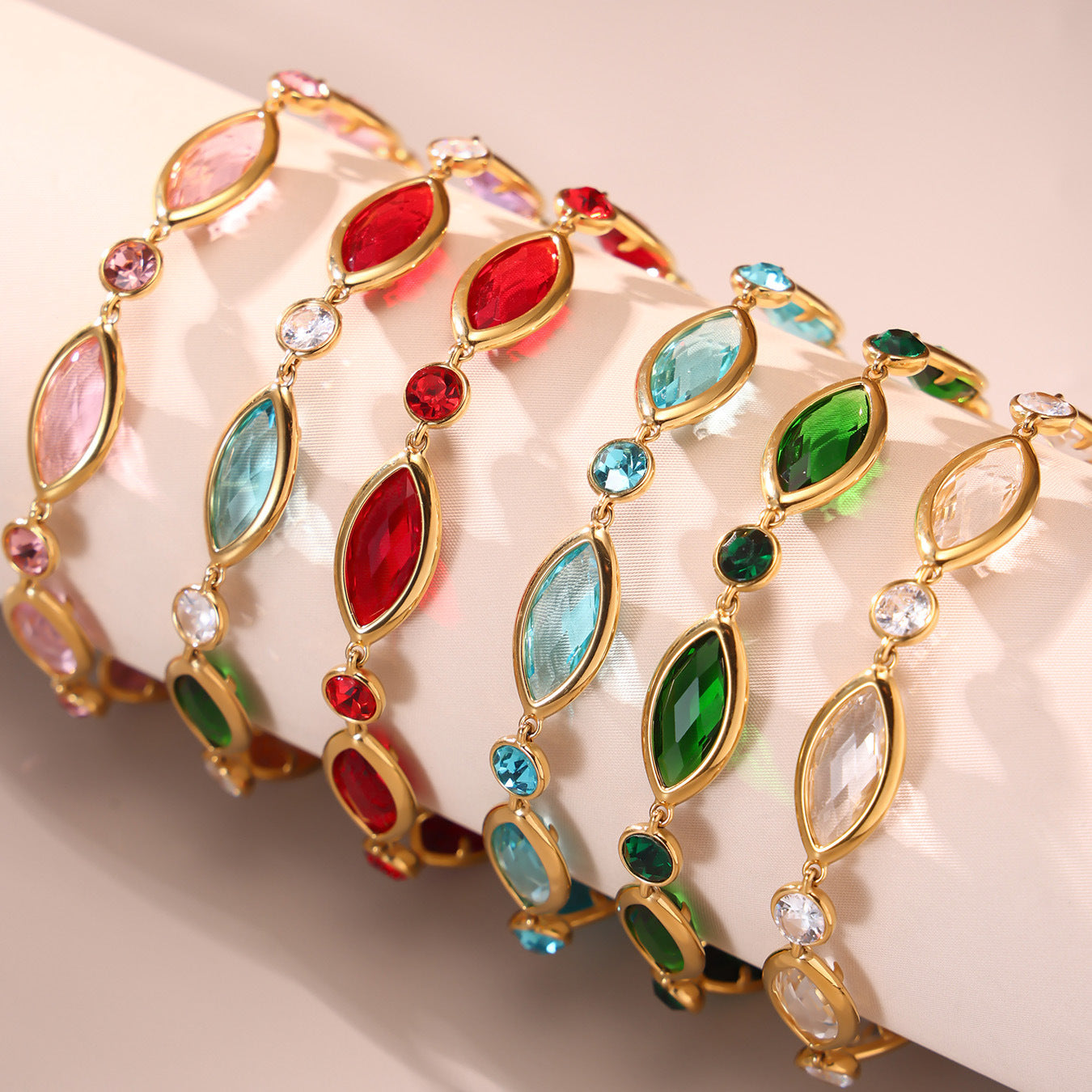 Planderful Crystal Glass Bracelet Luxury 18K Gold Women