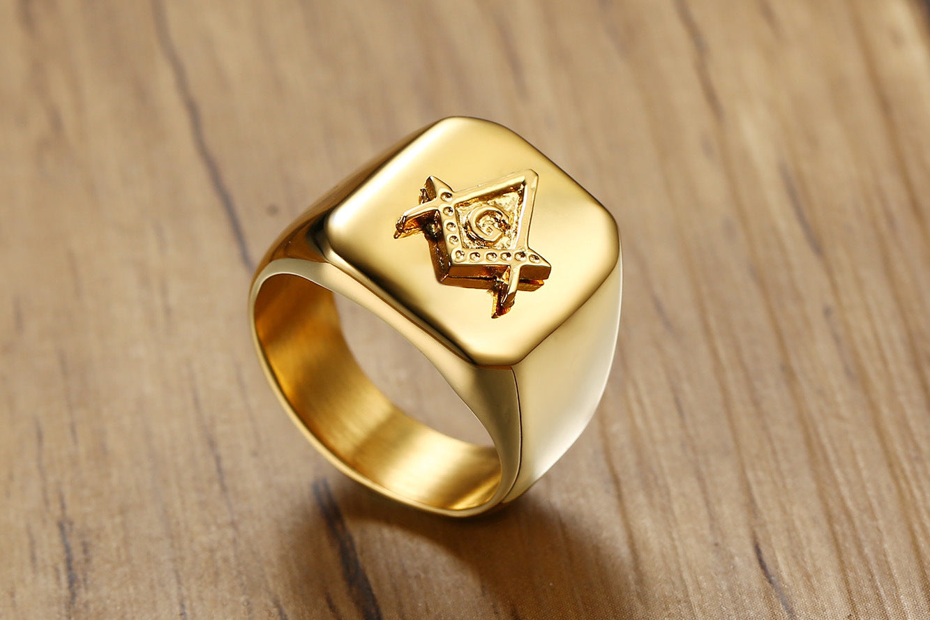 New Product Launch Stainless Steel Freemason Ring Gold Ring
