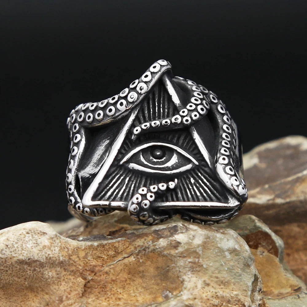 Eye of Horus Octopus Stainless Steel Men's Ring