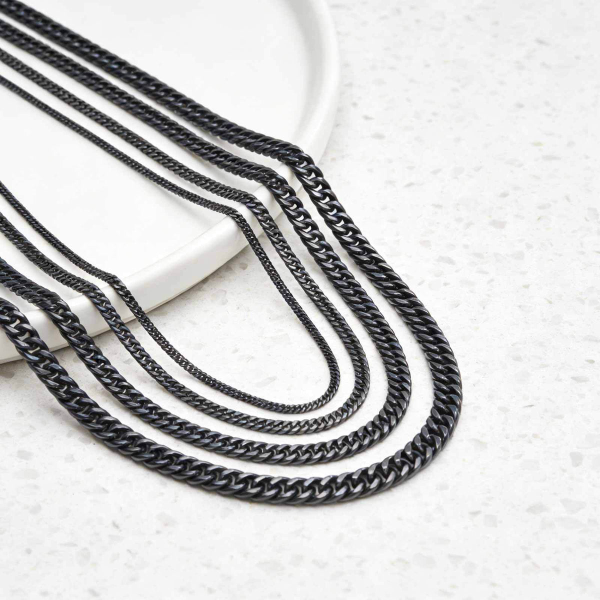 Unisex Stainless Steel Encrypted Four-Sided Grinding Chain Necklace Gold
