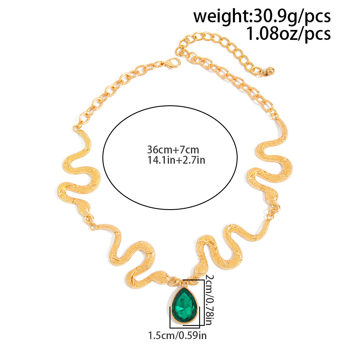 Serpentine Splicing Water Drop Gem Necklace Punk Sweet Cool Curved Geometric Collar