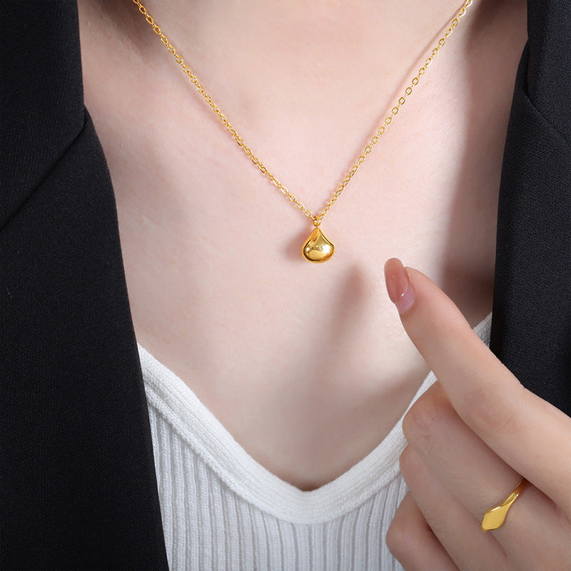 Chic Geometric Design Titanium Necklace with Gold Plating