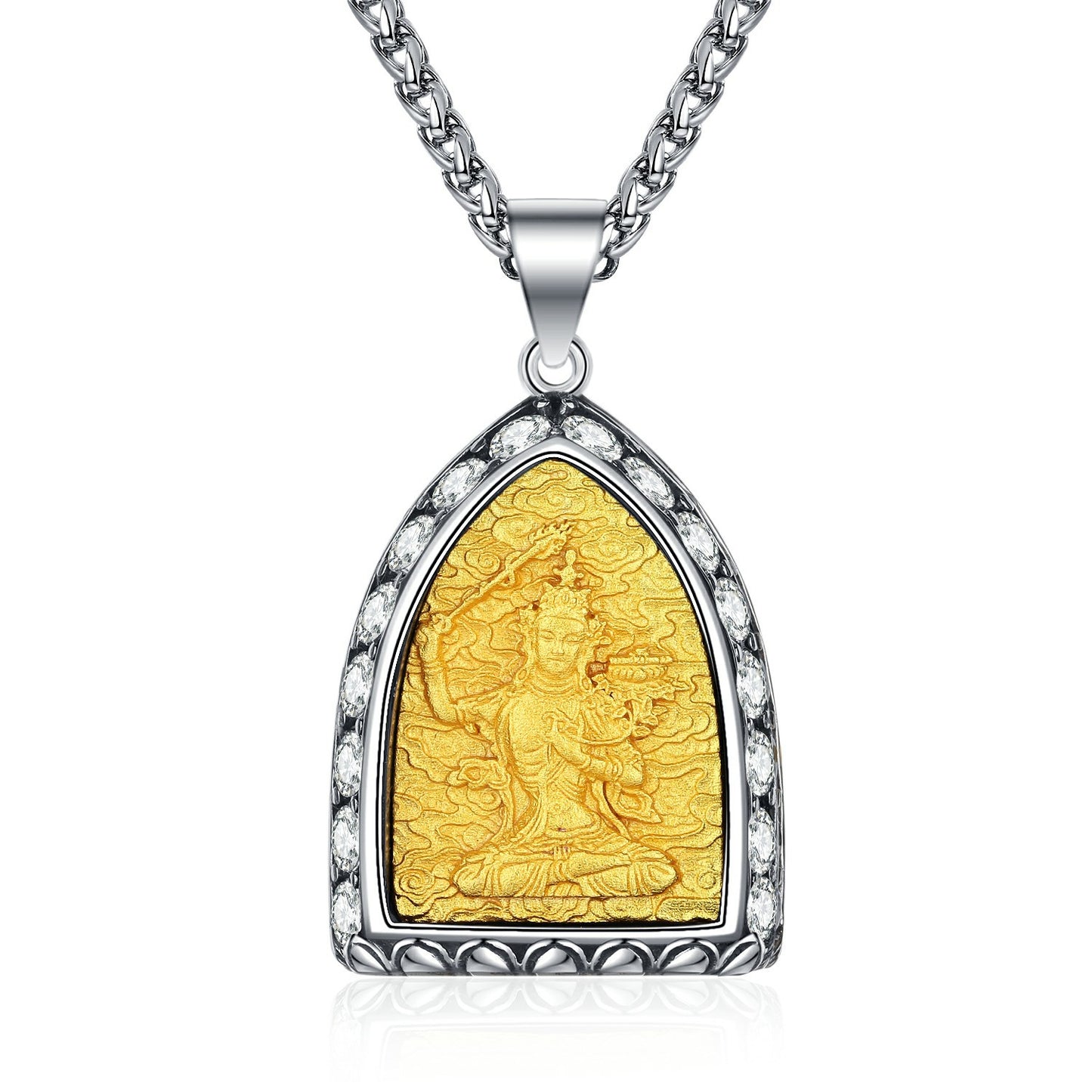 Zircon Necklace – Elegant Buddha Zodiac Stainless Steel Necklace for Men Everyday Wear