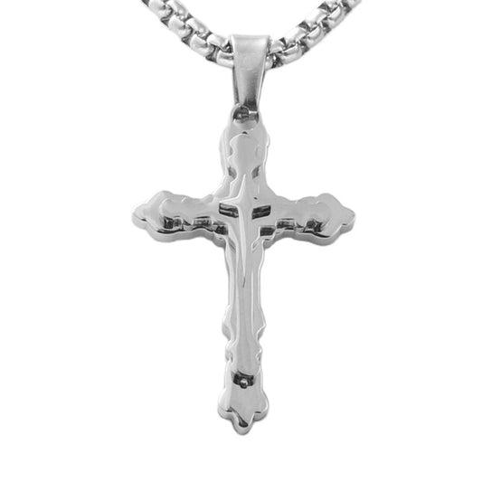 Stylish Men's Retro Titanium Steel Cross Pendant Necklace