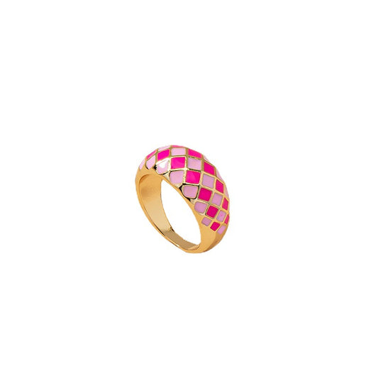 French Drip Checkerboard Index Finger Ring - Elegant European and American Style Jewelry