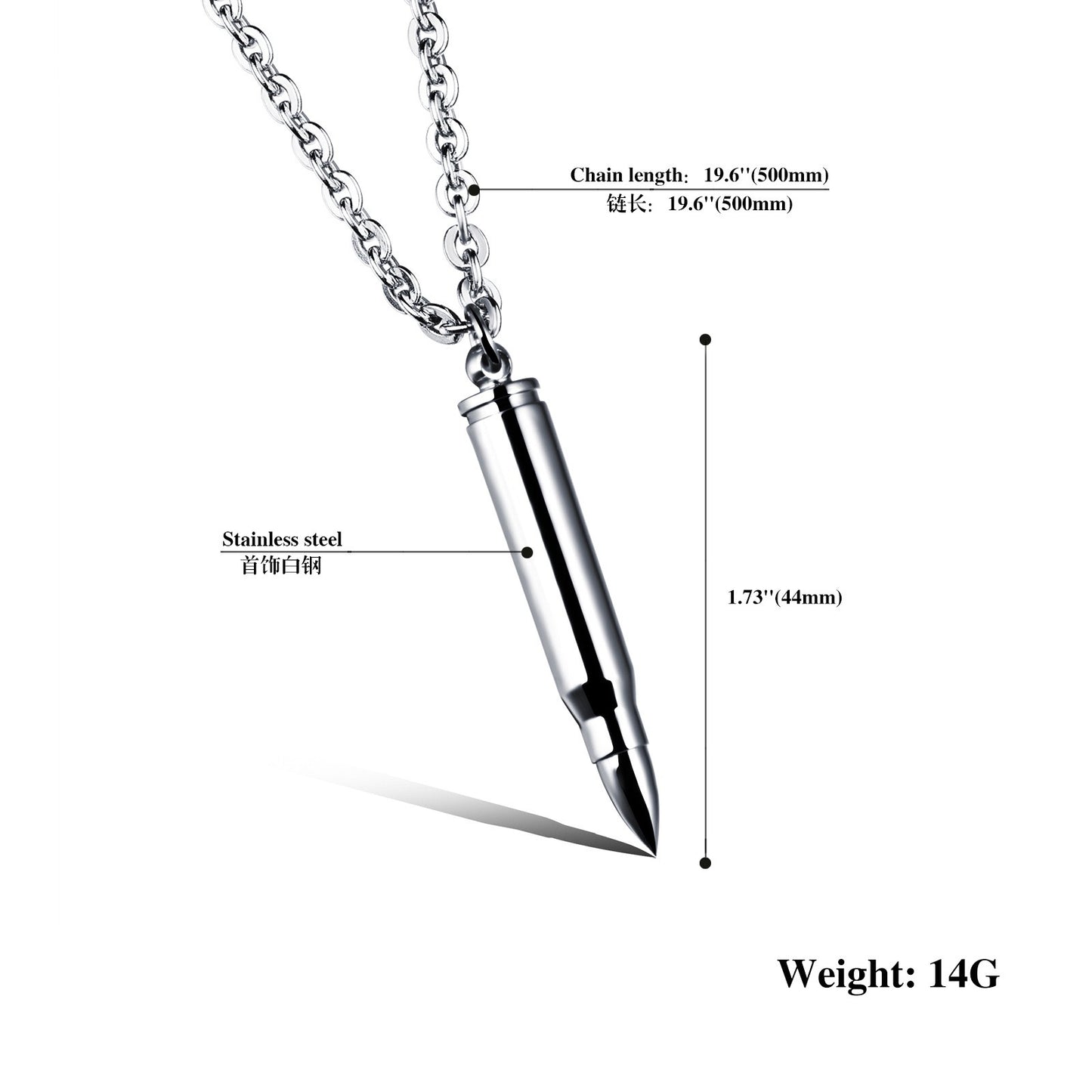 Planderful Stainless Steel Bullet Pendant For Men Personalized Hip Hop Necklace With Domineering Style