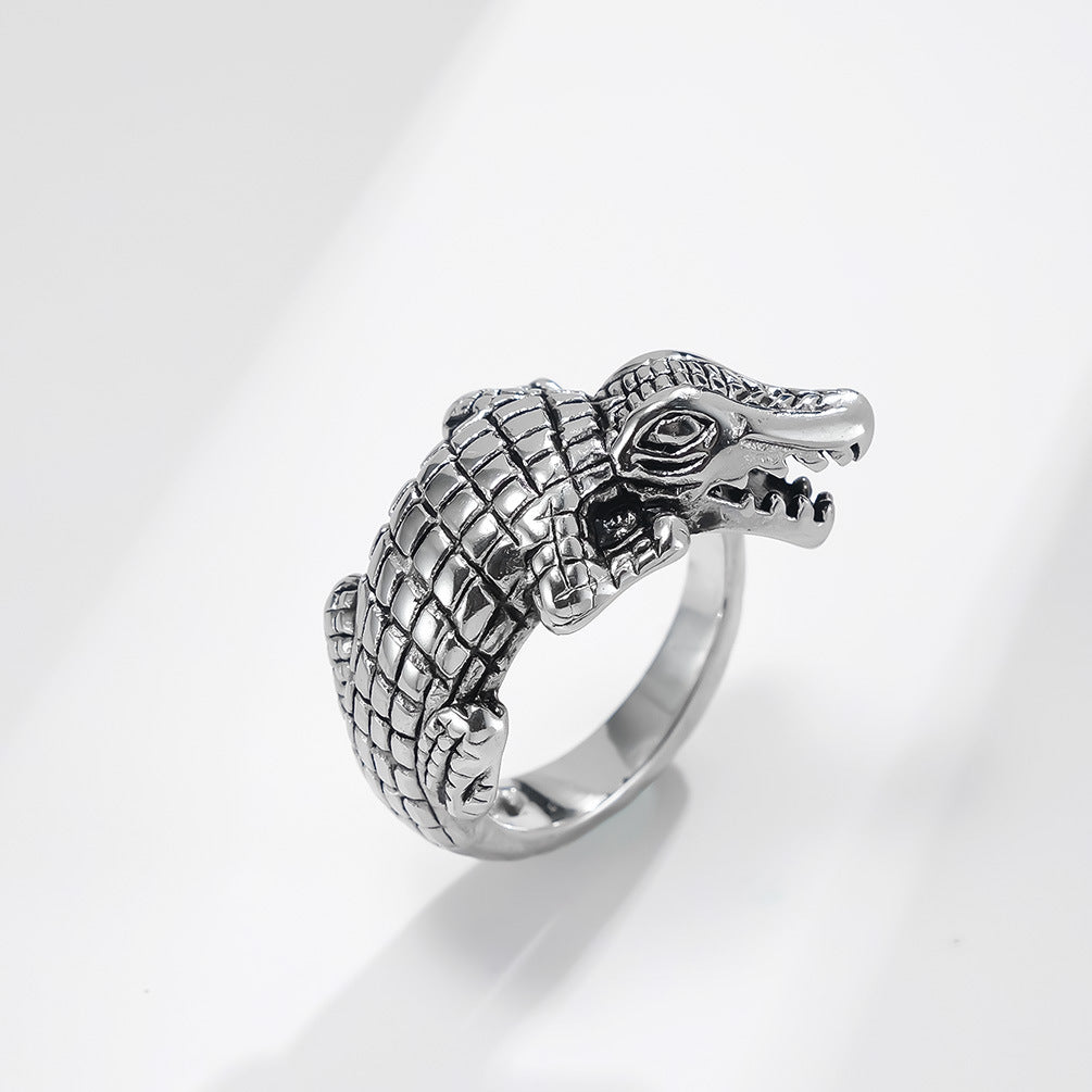 Cross-Border Amazon Jewelry Supply Retro Stainless Steel Men's Crocodile Ring