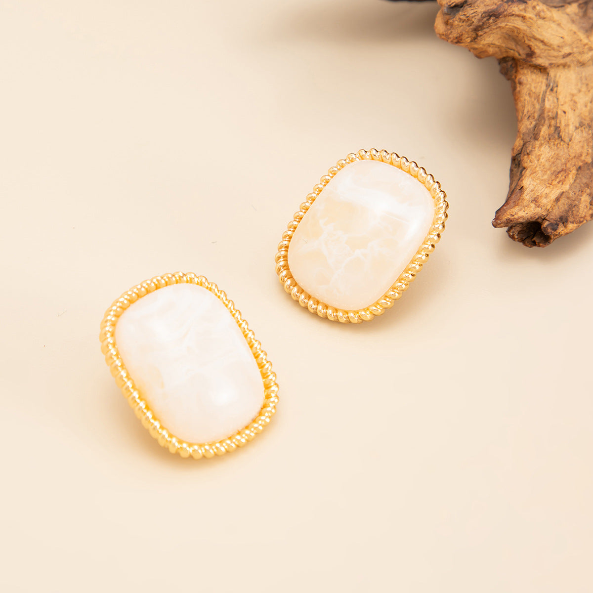 Planderful Vienna Verve Tiger's Eye Square Stud Earrings For Women Elegant Geometric Retro Jewelry